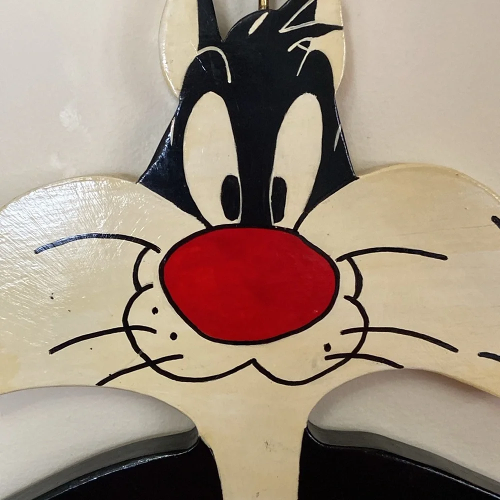 Vintage Warner Bros Looney Tunes Sylvester the Cat Wooden Kids Hanger